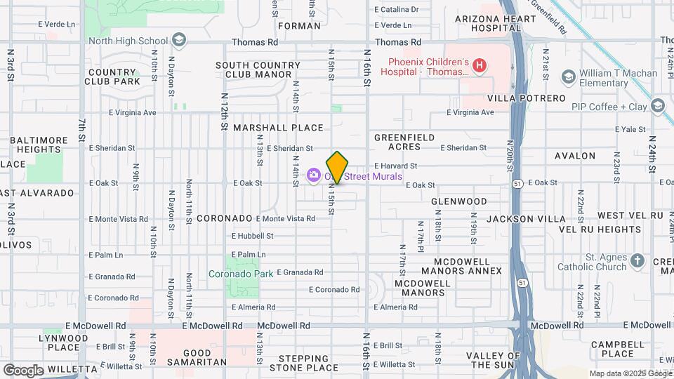 1505 E Oak St Map and Location Details