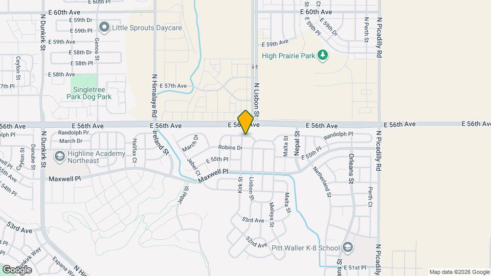 "Charming 3-Bedroom Home with 2.5 Baths on Kirk Street – 1744 sq ft of Comfort in Denver!" Map and Location Details