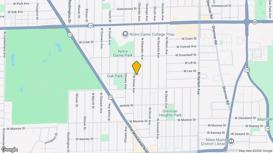 8447 N Oriole Ave Mapa y Detalles de la Ubicación