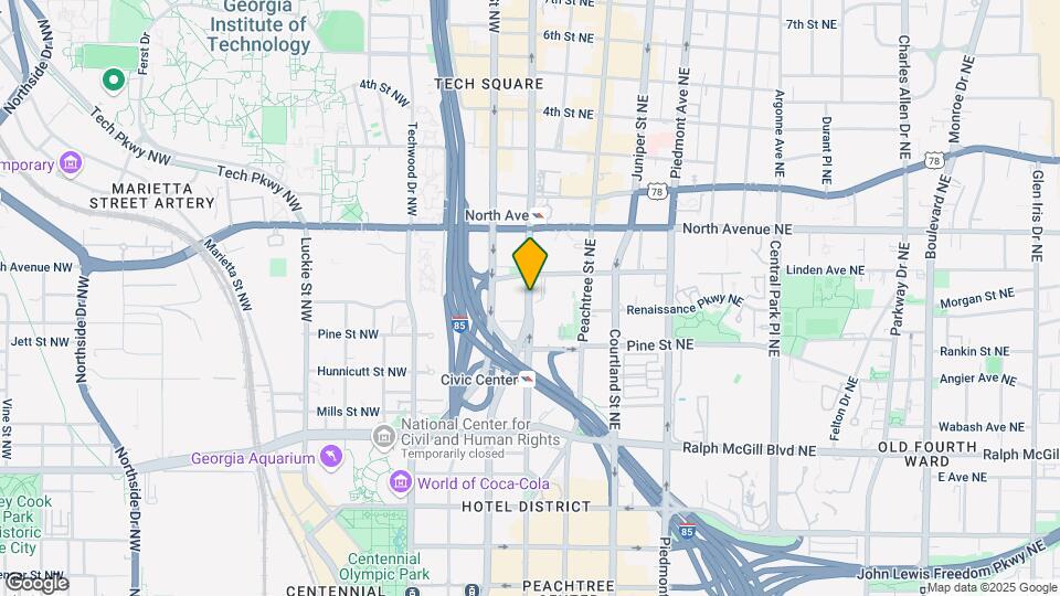 115 W Peachtree Pl NW Map and Location Details