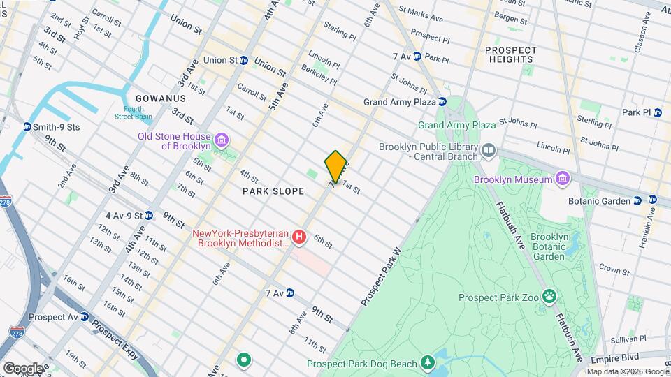 Newly Renovated Spacious 2BR in Heart of Park Slope, Unit 1 Map and Location Details