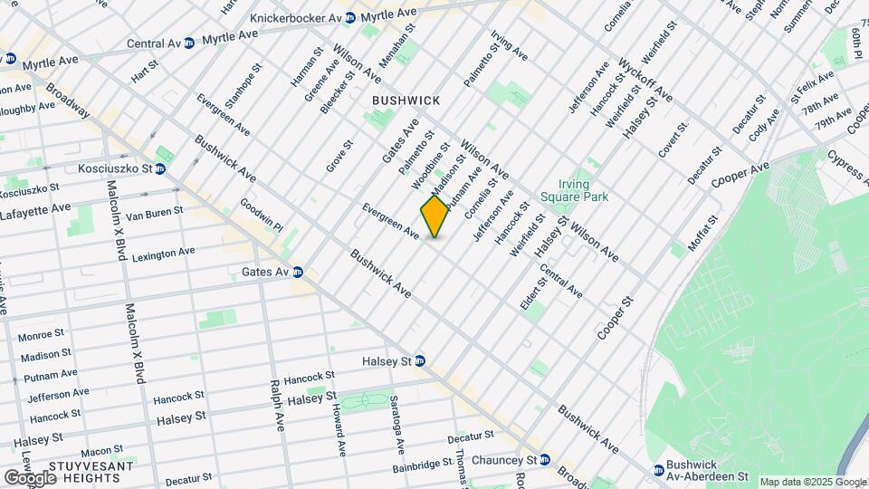 Evergreen Avenue / Spacious Bushwick 2 Bed Map and Location Details