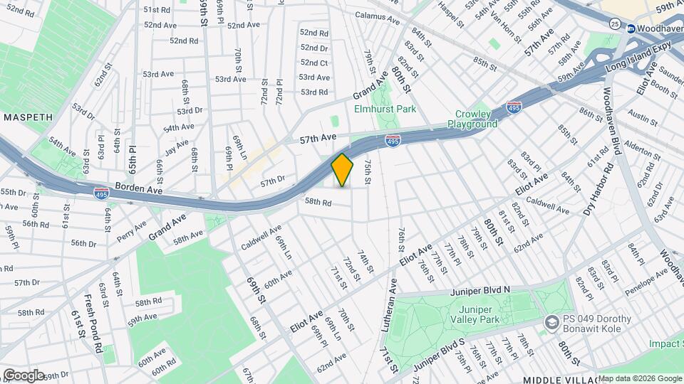 Large 1 bedroom located in Maspeth, Unit 1 Map and Location Details