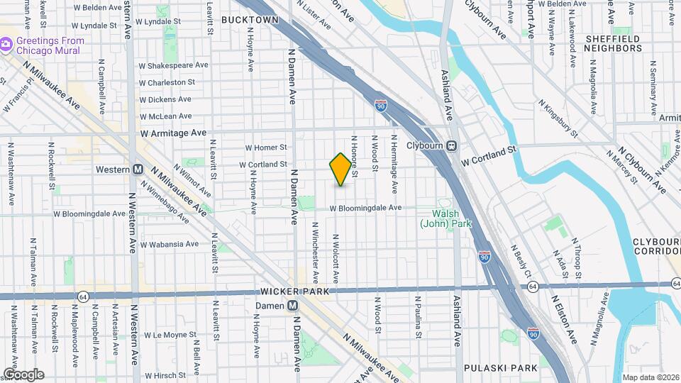 1827 N Wolcott Ave Map and Location Details