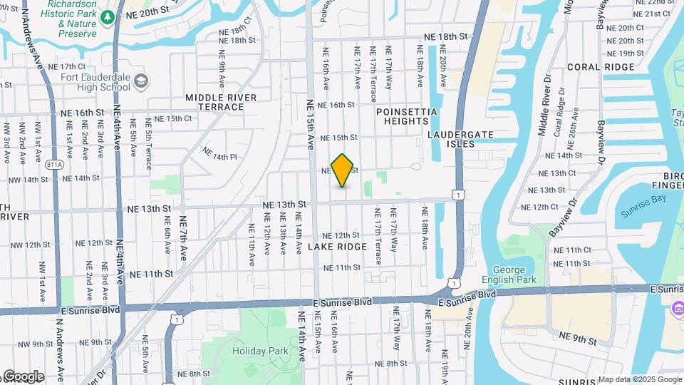 1313 NE 16th Ter, Unit 1 Map and Location Details