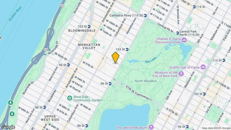 Central Park West Mapa y Detalles de la Ubicación