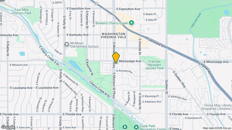 1110 S Monaco St Pkwy Map and Location Details