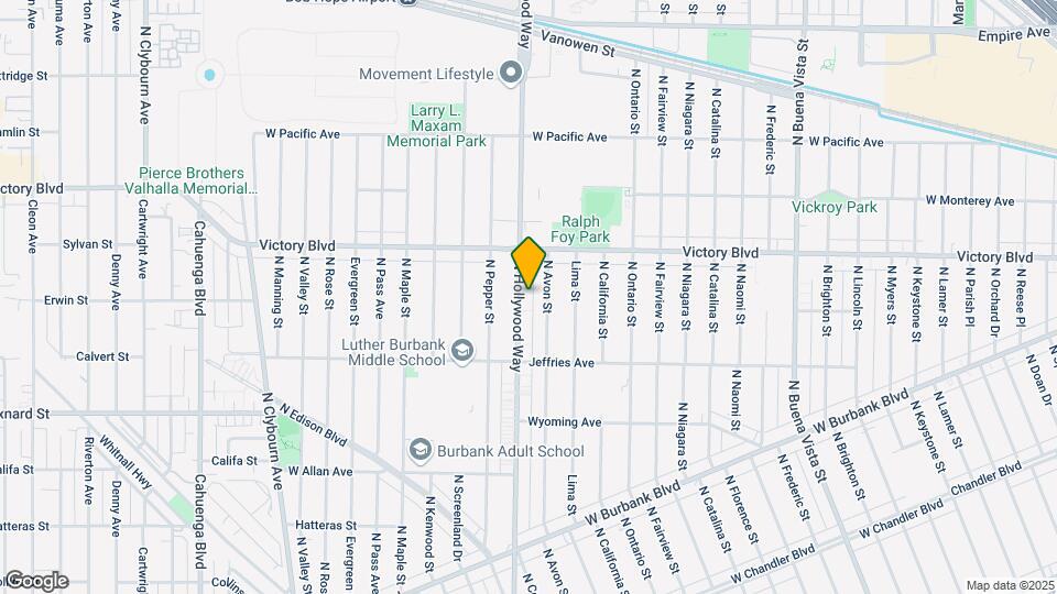 1906 N Hollywood Way Mapa y Detalles de la Ubicación