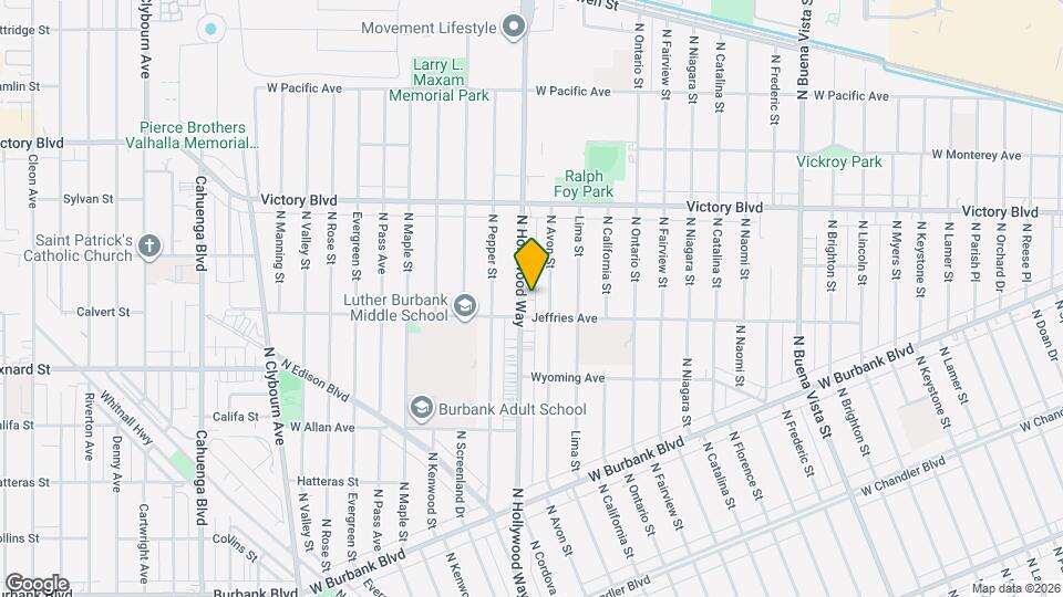 1820 N Hollywood Way Mapa y Detalles de la Ubicación