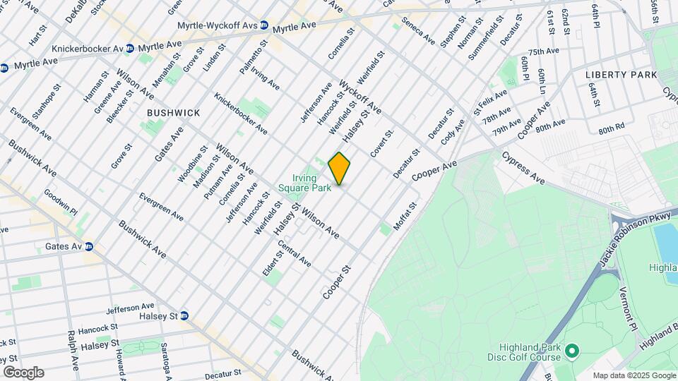 Knickerbocker Avenue Cluster Mapa y Detalles de la Ubicación