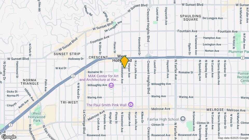 1002-1012 N Sweetzer Ave Map and Location Details