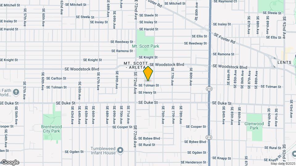 7315 SE Tolman St Map and Location Details