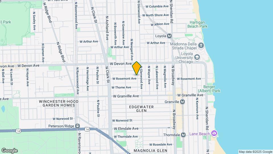 1416-1418 W Rosemont Ave Mapa y Detalles de la Ubicación