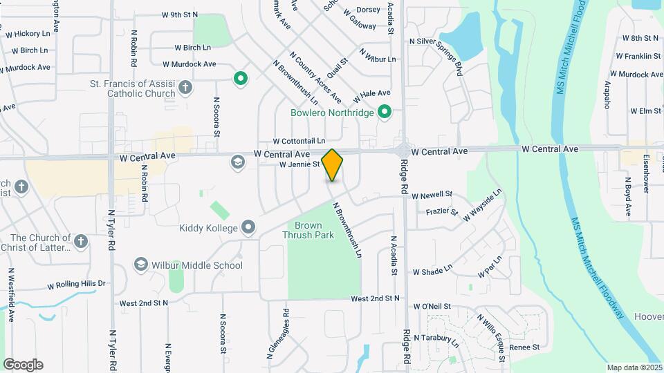 614 N Brownthrush Ln Map and Location Details