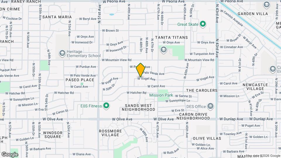 4841 W Vogel Ave Mapa y Detalles de la Ubicación