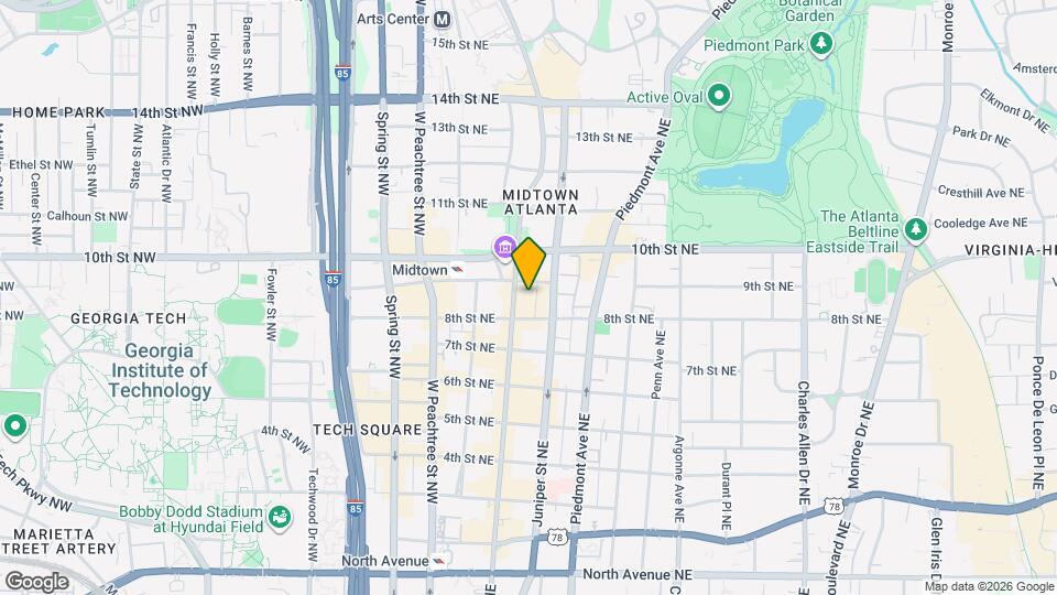 923 Peachtree St NE, Unit 1828 Map and Location Details