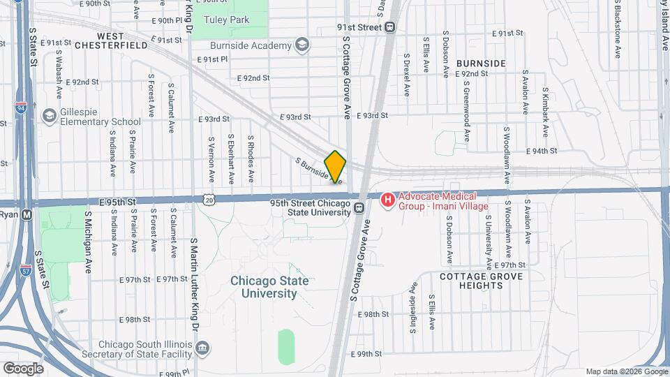 734 E 95th St Map and Location Details