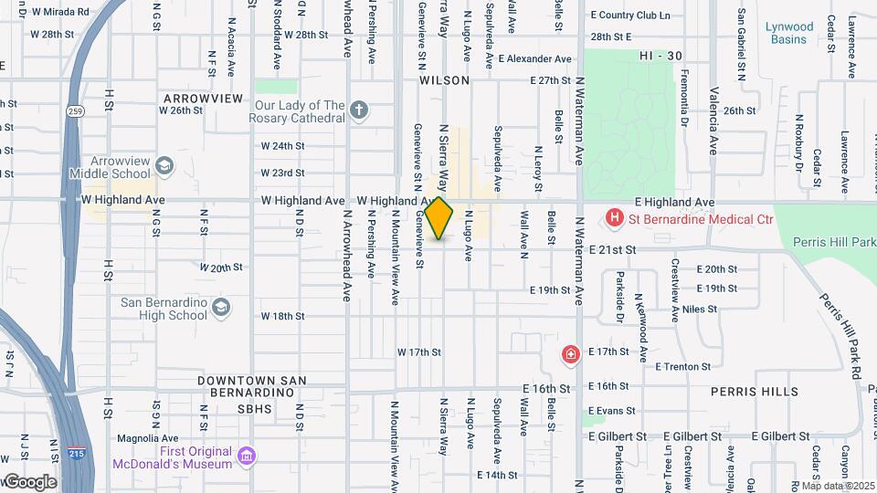 2100-2116 N Sierra Way Mapa y Detalles de la Ubicación