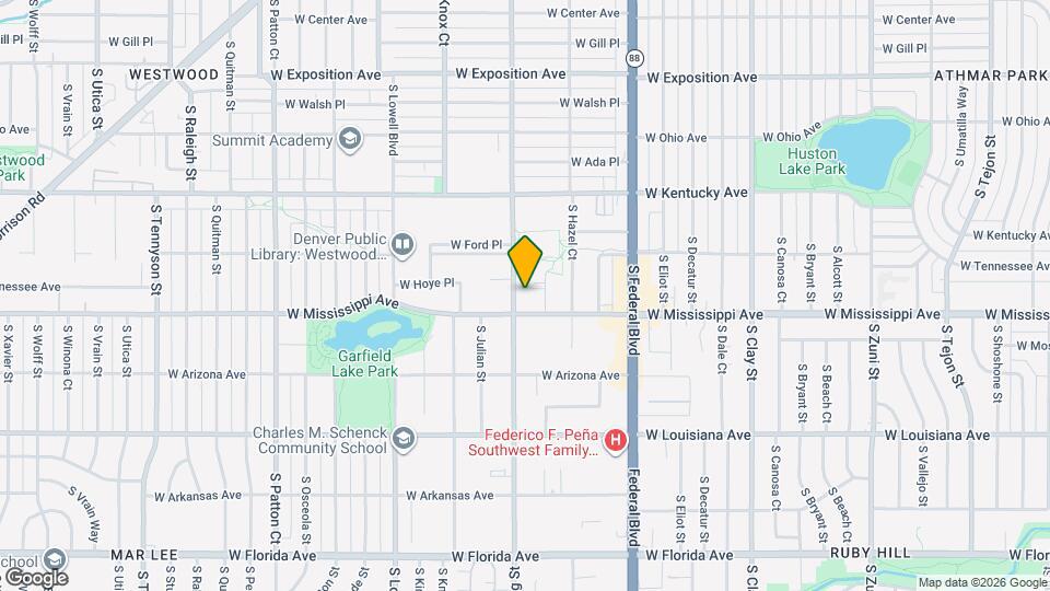 1070 S Irving St Map and Location Details