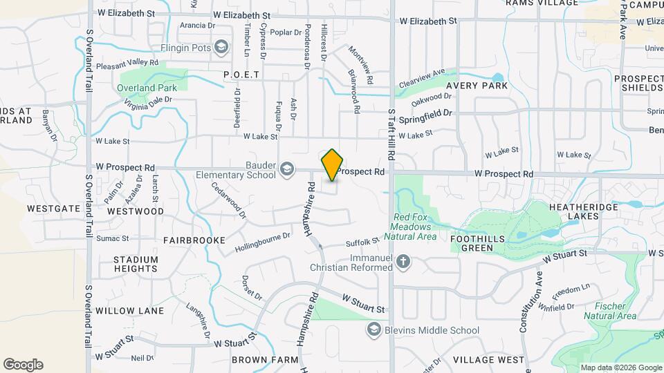 4 Bed 3 Bath Townhouse in West Fort Collins! Map and Location Details