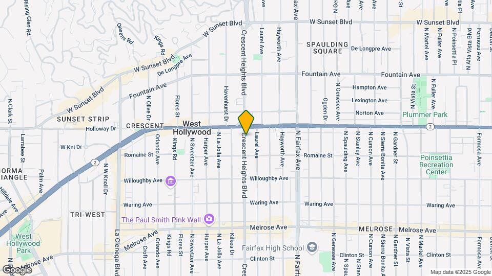 1038 N Crescent Heights Blvd Map and Location Details