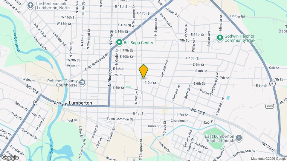 801 E 6th St Map and Location Details