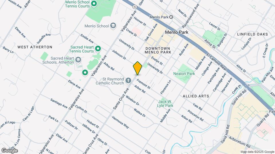 1075 Santa Cruz Ave Map and Location Details
