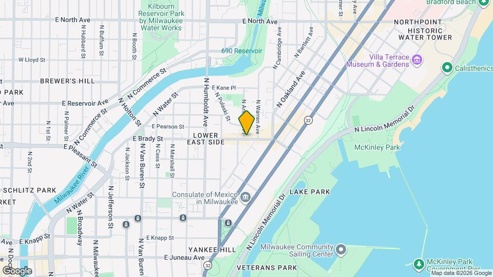 1316 E Brady St, Unit B Map and Location Details