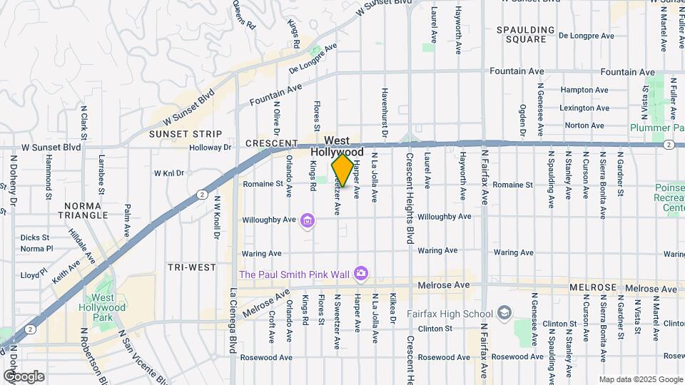 942 N Sweetzer Ave Map and Location Details
