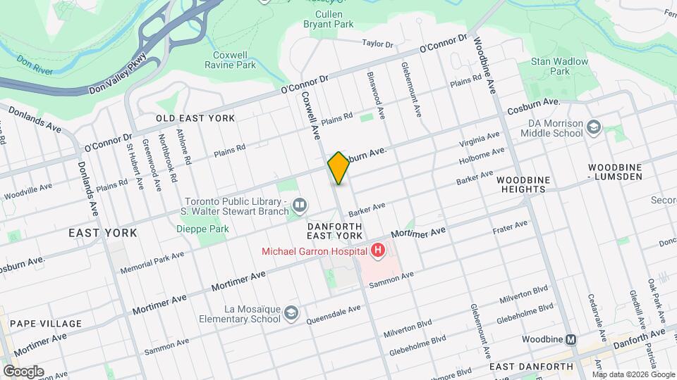 881 Coxwell Ave Map and Location Details
