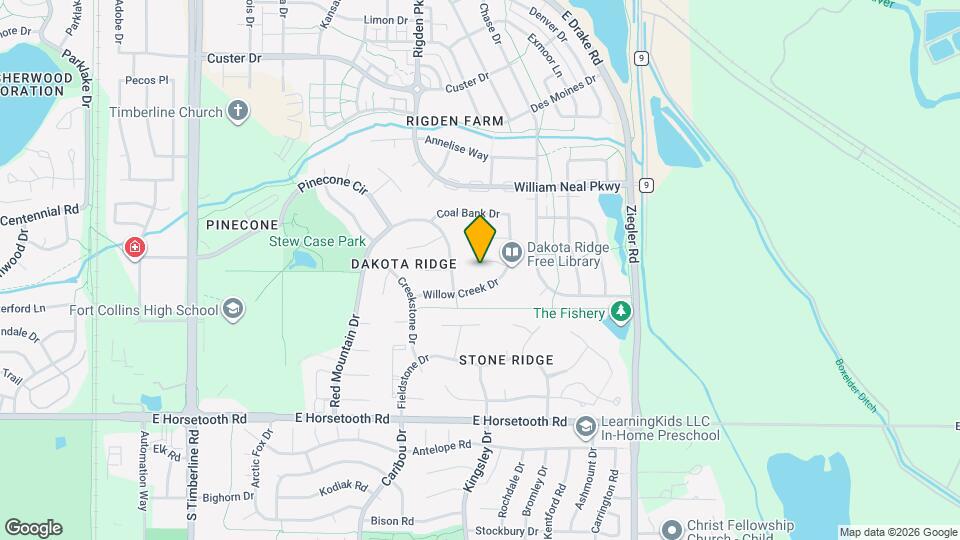 Beautiful 4 bed, 3.5 bath Home in Fort Collins Dakota Ridge Neighborhood Map and Location Details