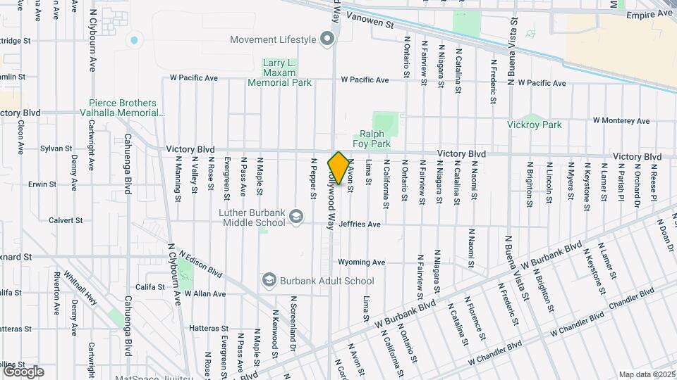 1850 N Hollywood Way Mapa y Detalles de la Ubicación