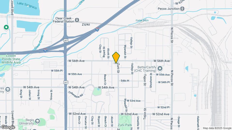 5581 N Zuni St Mapa y Detalles de la Ubicación