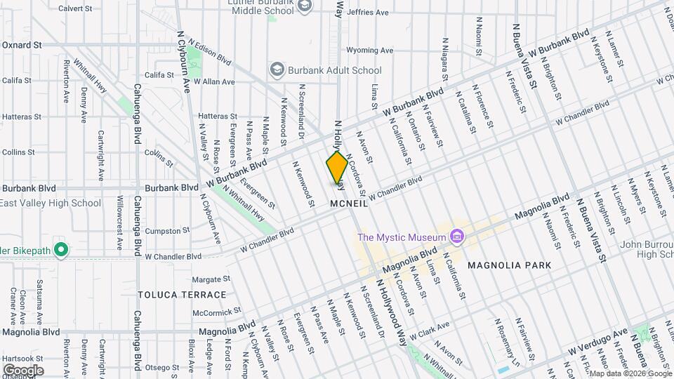 1225 N Hollywood Way, Unit A Map and Location Details