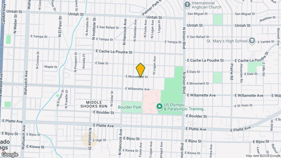 1321 E Monument St Map and Location Details