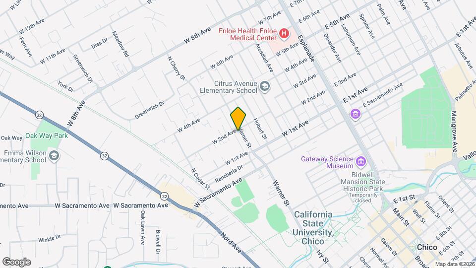 1187 Warner St Map and Location Details