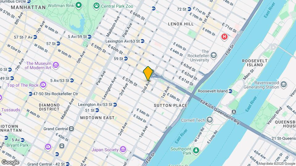 E. 58th St, 2nd Ave Mapa y Detalles de la Ubicación