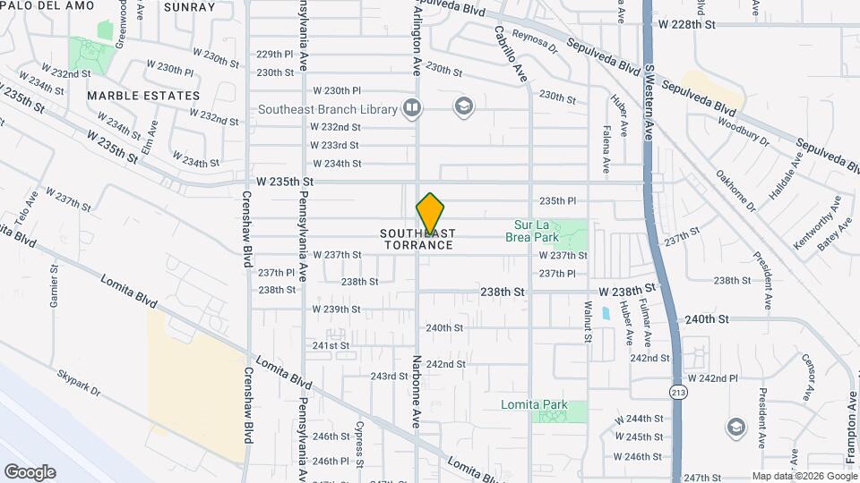 2160 W 236th Pl Map and Location Details