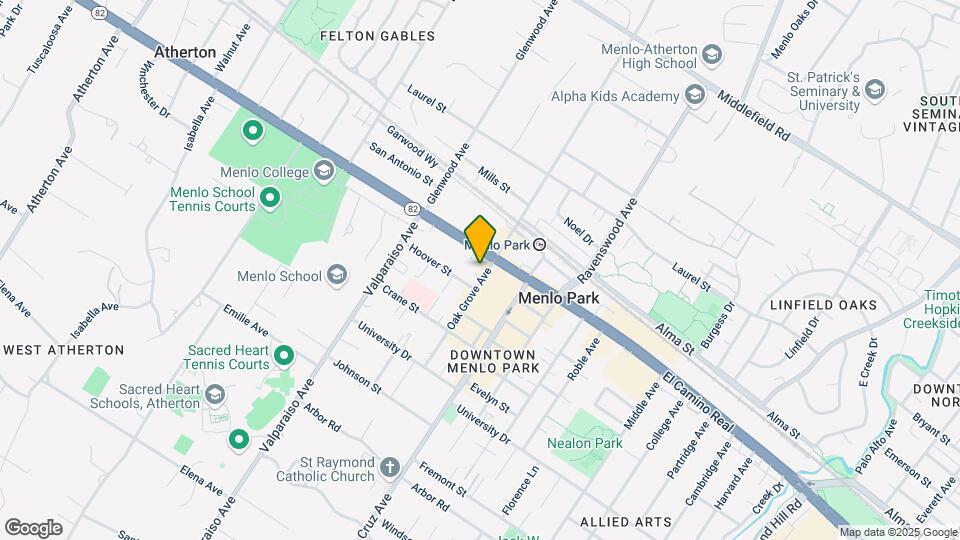 650 Oak Grove Ave Map and Location Details