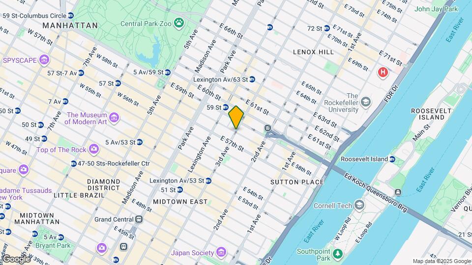 E. 58th St, 2nd /3Rd Ave Mapa y Detalles de la Ubicación