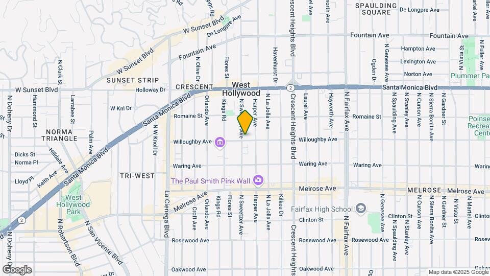 906 N Sweetzer Ave Map and Location Details