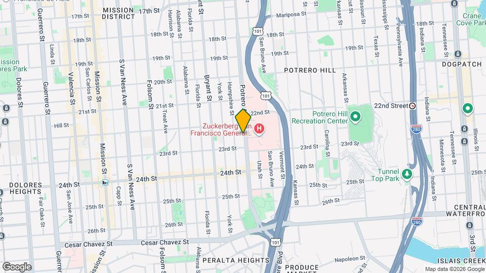 1052 Potrero Ave Mapa y Detalles de la Ubicación