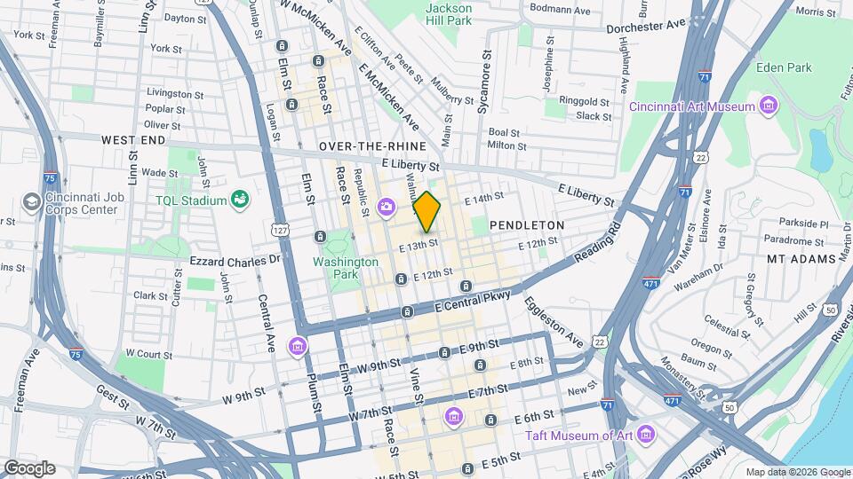 100 E 13th St Map and Location Details