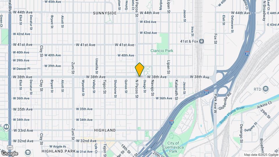 1622-1632 W 38th Ave Mapa y Detalles de la Ubicación