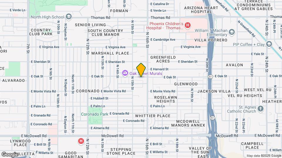 1527 E Oak St Map and Location Details
