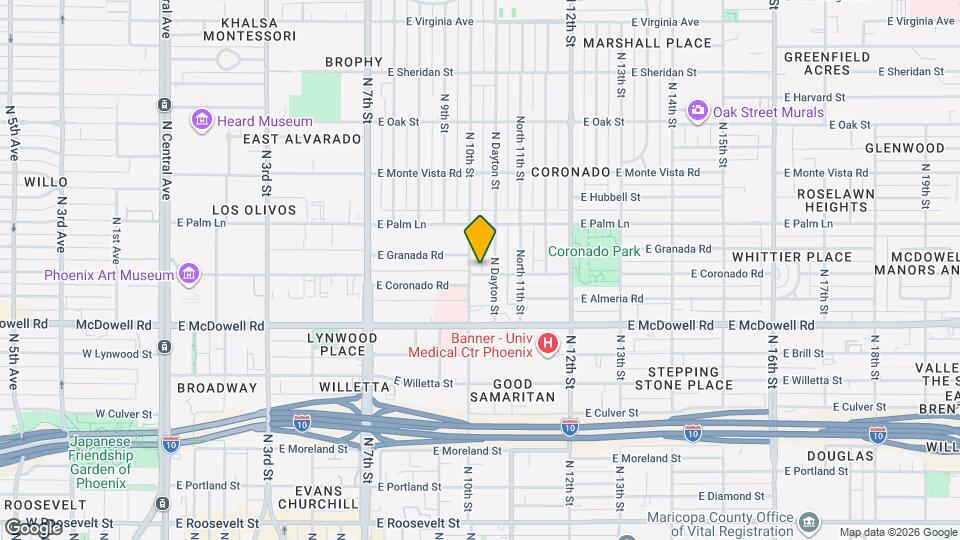 1010 E Coronado Rd Map and Location Details