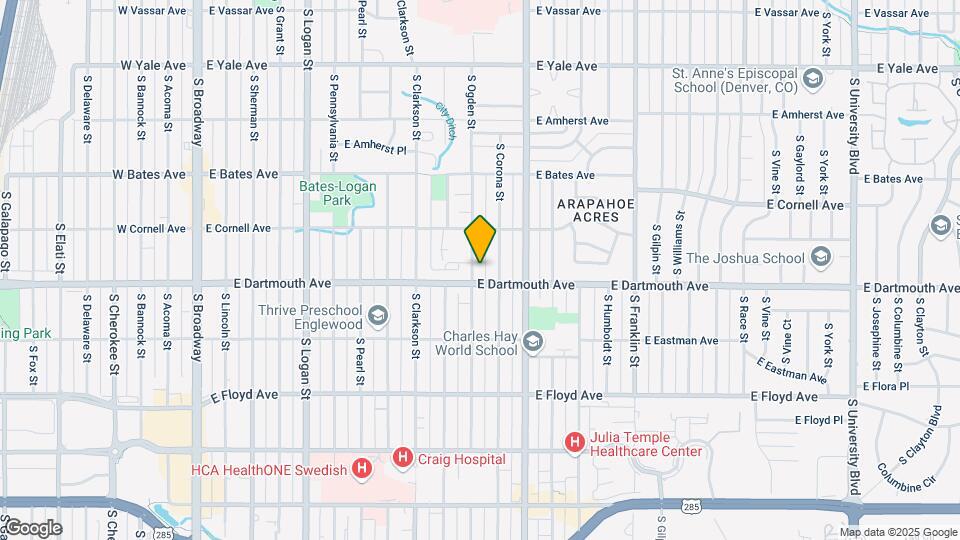 3076 S Ogden St Map and Location Details