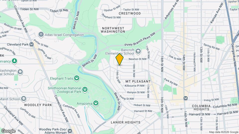1878 Monroe St NW, Unit Mt Pleasant Apt B Mapa y Detalles de la Ubicación