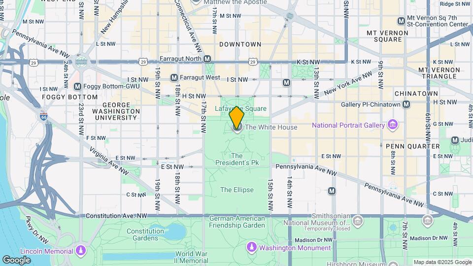 1600 Pennsylvania Ave NW Mapa y Detalles de la Ubicación