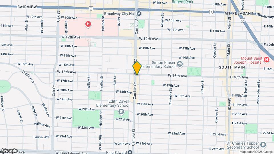 Sixteenth & Cambie Map and Location Details